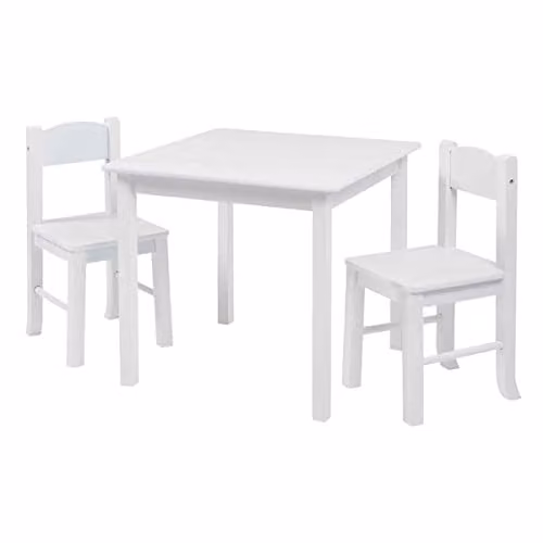 Liberty House Toys Childrens White Wooden Table and 2 Chairs Set, H 53.5 cm x W 60 cm x D 60 cm – 2