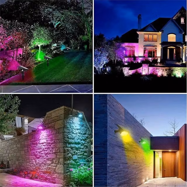 Nordara T-SUN Solar RGB LED Outdoor Garden Spotlight in Black with Dusk Sensor and IP65 Waterproof Rating