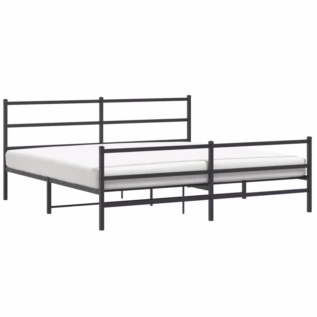 Berkfield Home Metal Bed Frame with Footboard, Black, 193 x 203 cm – 2