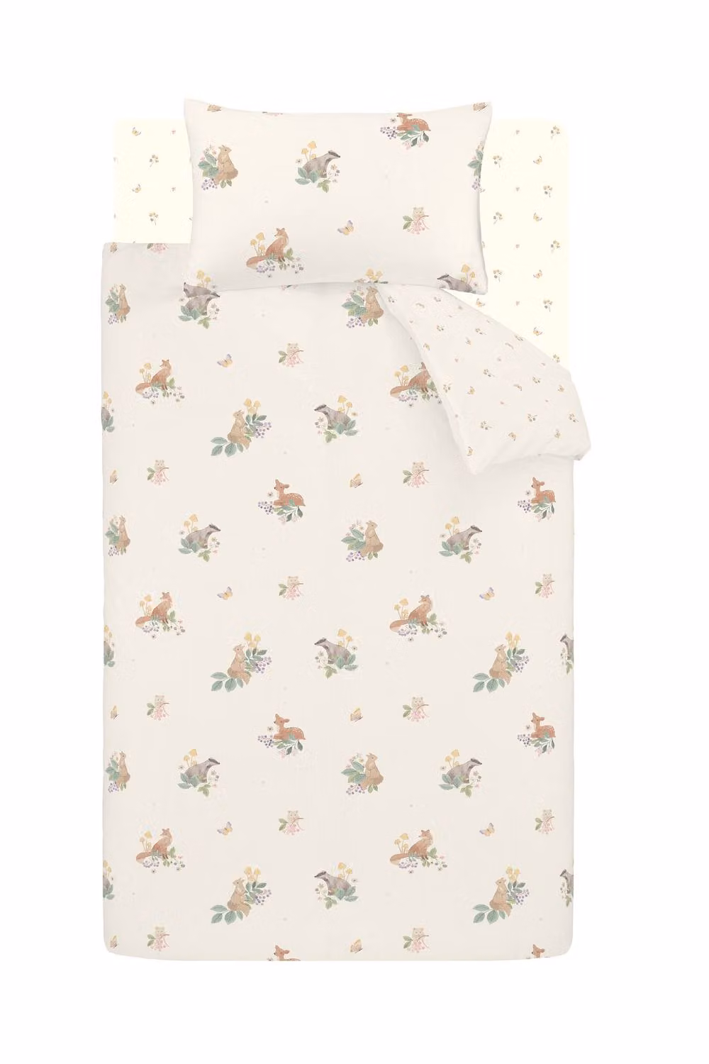 Catherine Lansfield Forest Friends Reversible Flannelette Double Duvet Cover and Pillowcase Set, Beige – 2