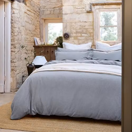 Christy Flannel Marl Brushed Cotton Duvet Cover and Pillowcase Set in Silver Grey, W/D/H: 200 x 200 cm and 50 x 75 cm – 3
