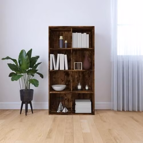 vidaXL Smoked Oak Book Cabinet and Sideboard in Engineered Wood, W/D/H: 66 x 30 x 130 cm – 2
