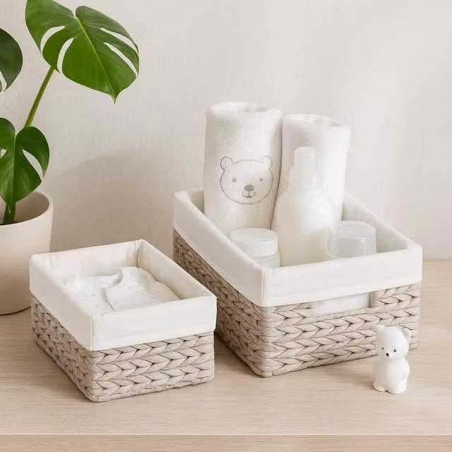 Voltico 3 Piece Open Weave Woven Storage Basket Set in Beige – 1