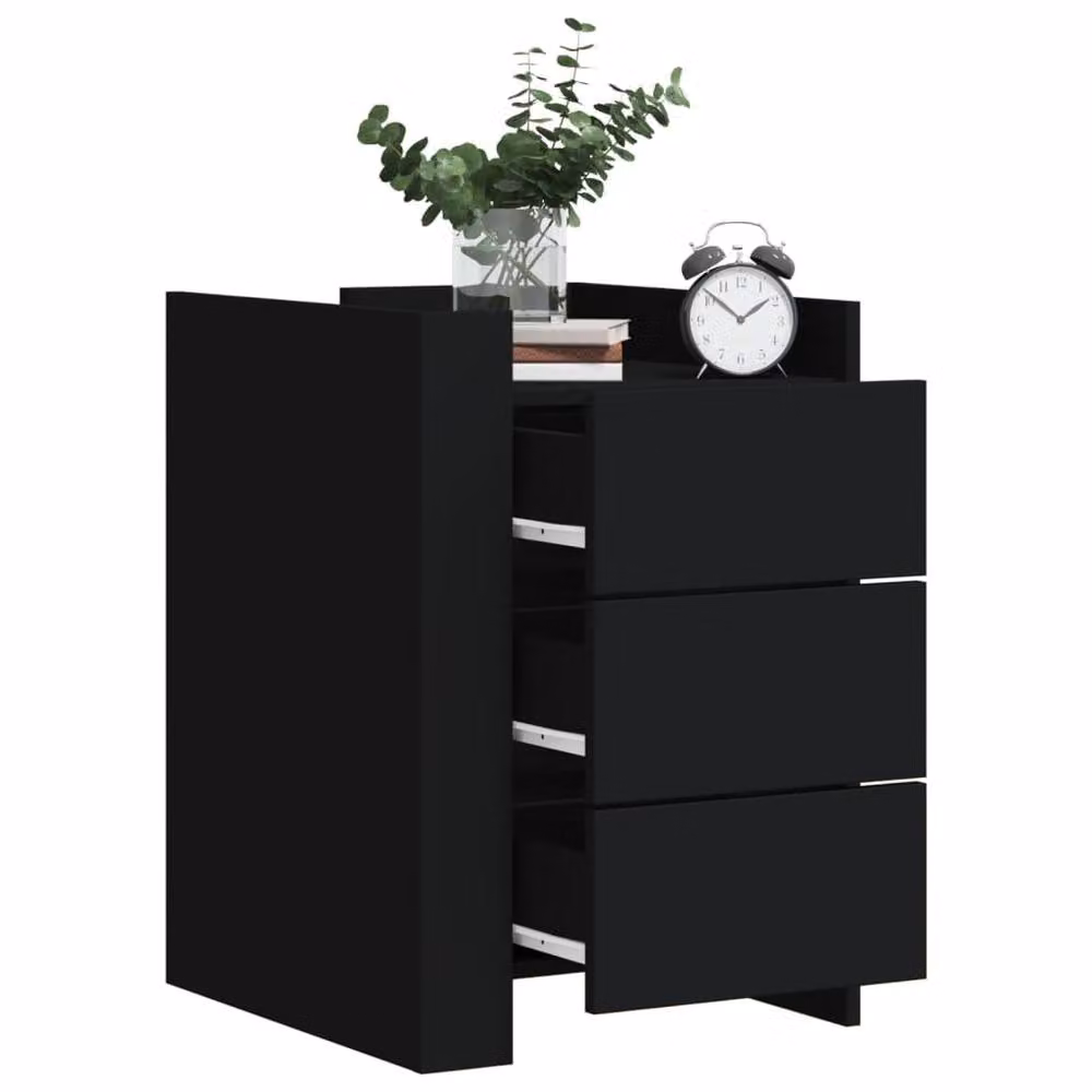 Berkfield Home Modern Black Bedside Cabinet in Engineered Wood W/D/H: 45 x 50 x 65 cm – 2