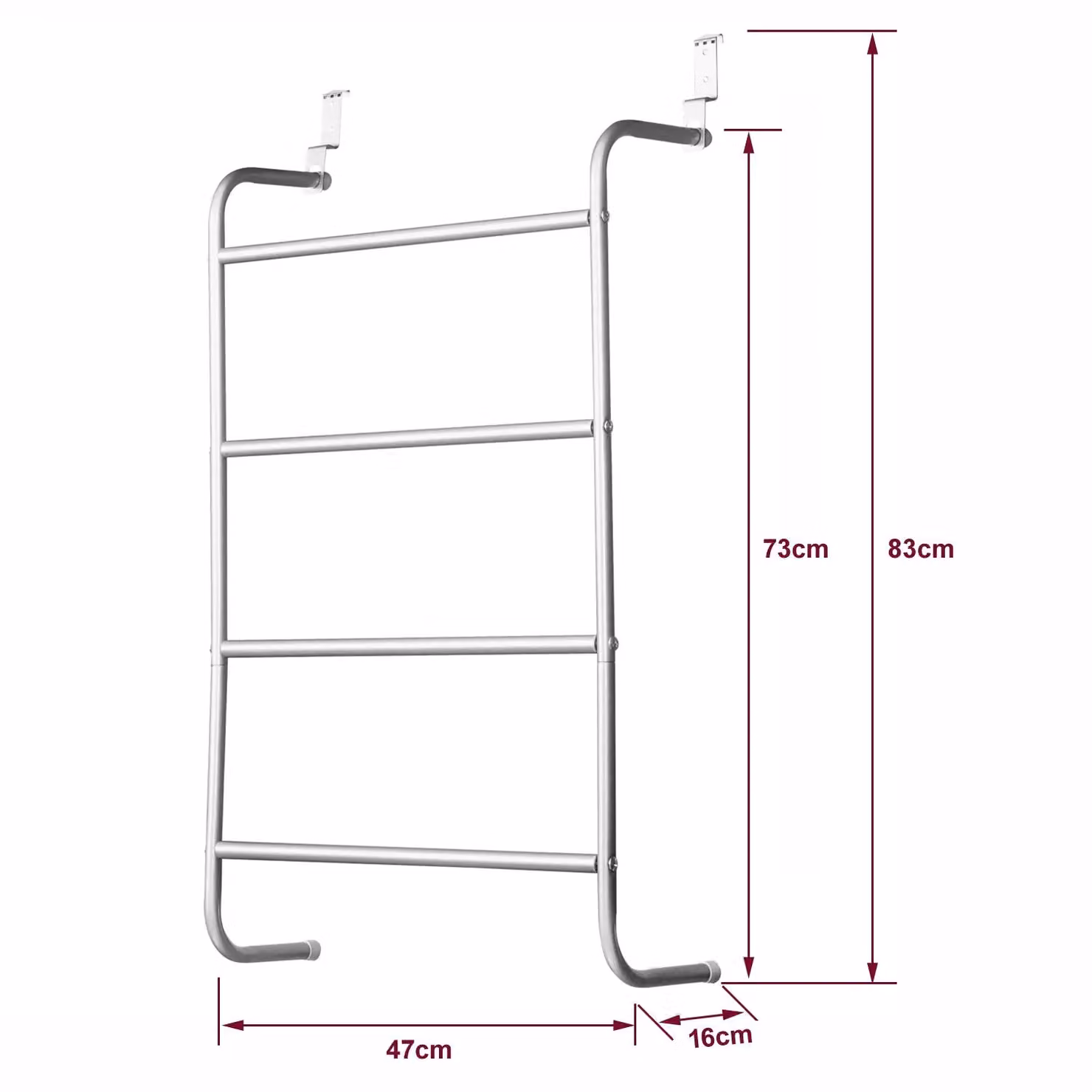 House of Home 4-Tier Over-Door Towel Rack in Silver Metal Hanging Storage Rail – 2
