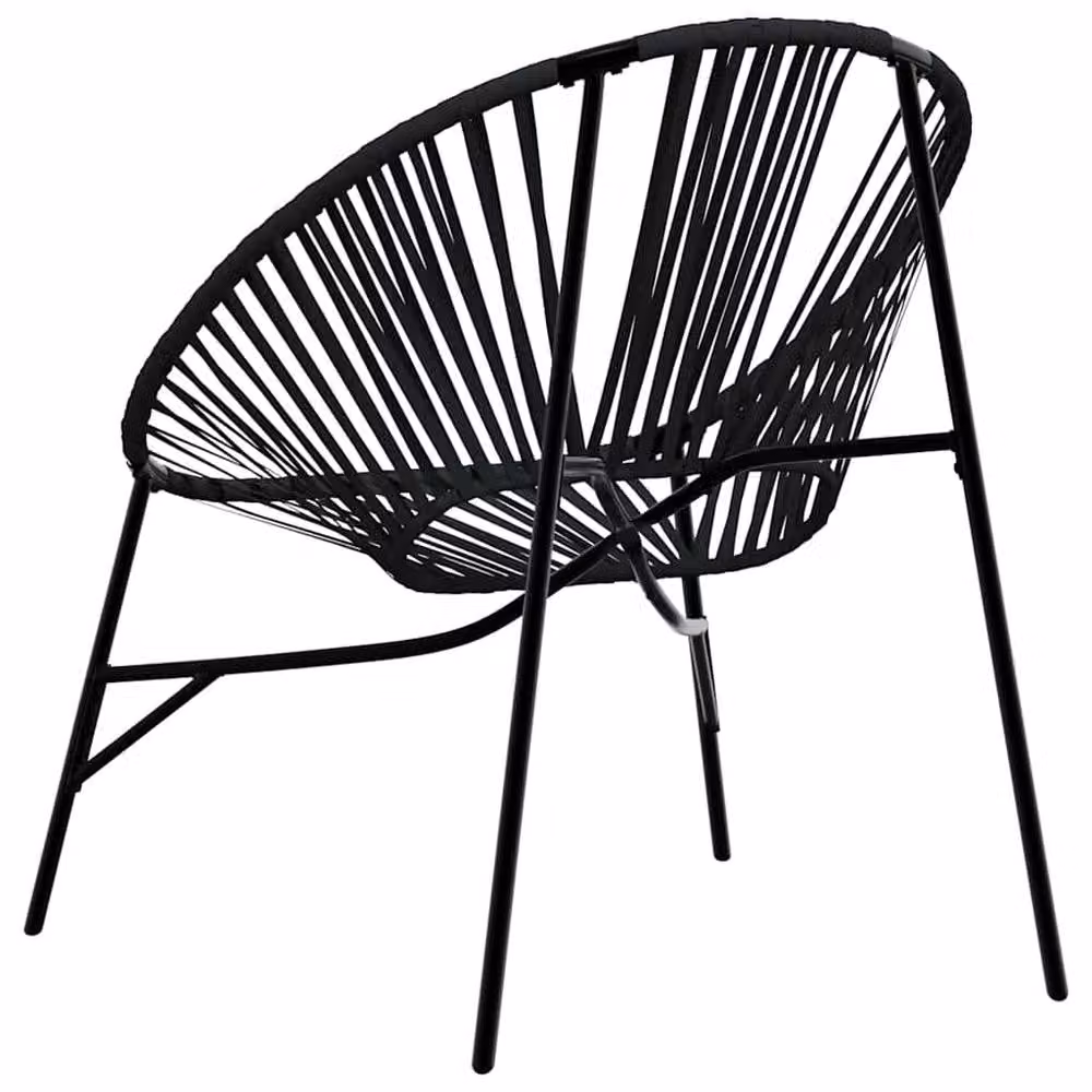 Berkfield Home 3 Piece Black Poly Rattan Garden Chair Set with Metal Frame – 2