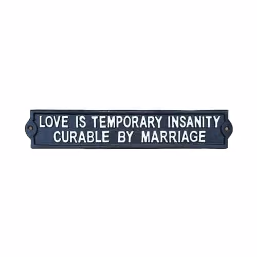 Gifts Direct 2 U Black Metal Rectangular Wall Plaque with Typography for Wedding Decor