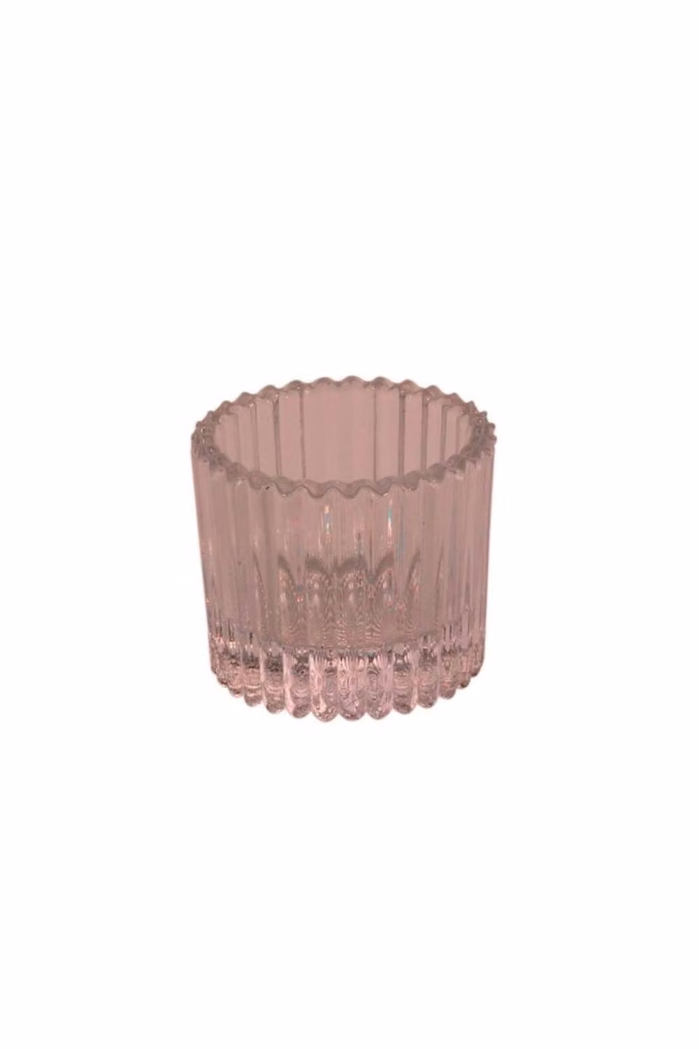 KDMD Pink Ribbed Glass Tealight Holder, 10 Pack, Diameter: 4.5 cm – 2