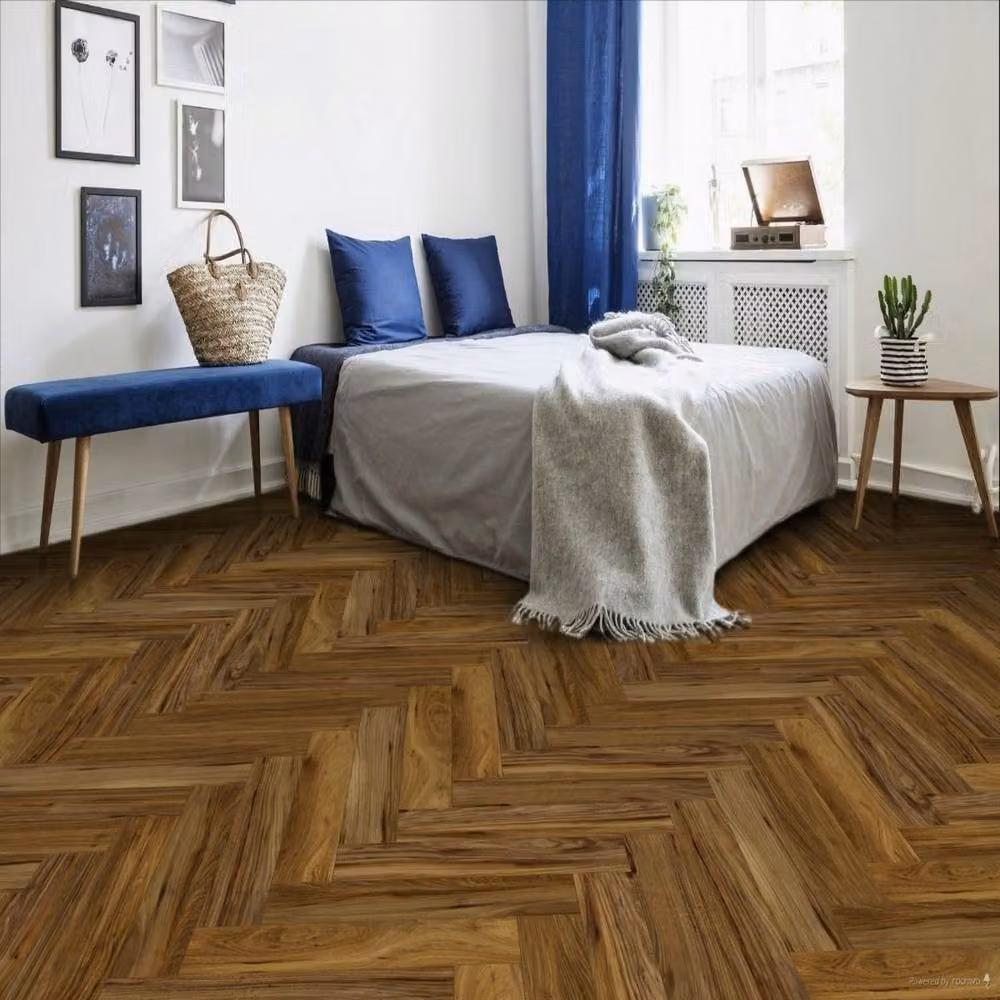 FirmfitORH Wood Effect Herringbone Luxury Vinyl Tile Click Lock, Dark Brown, 5mm – 2