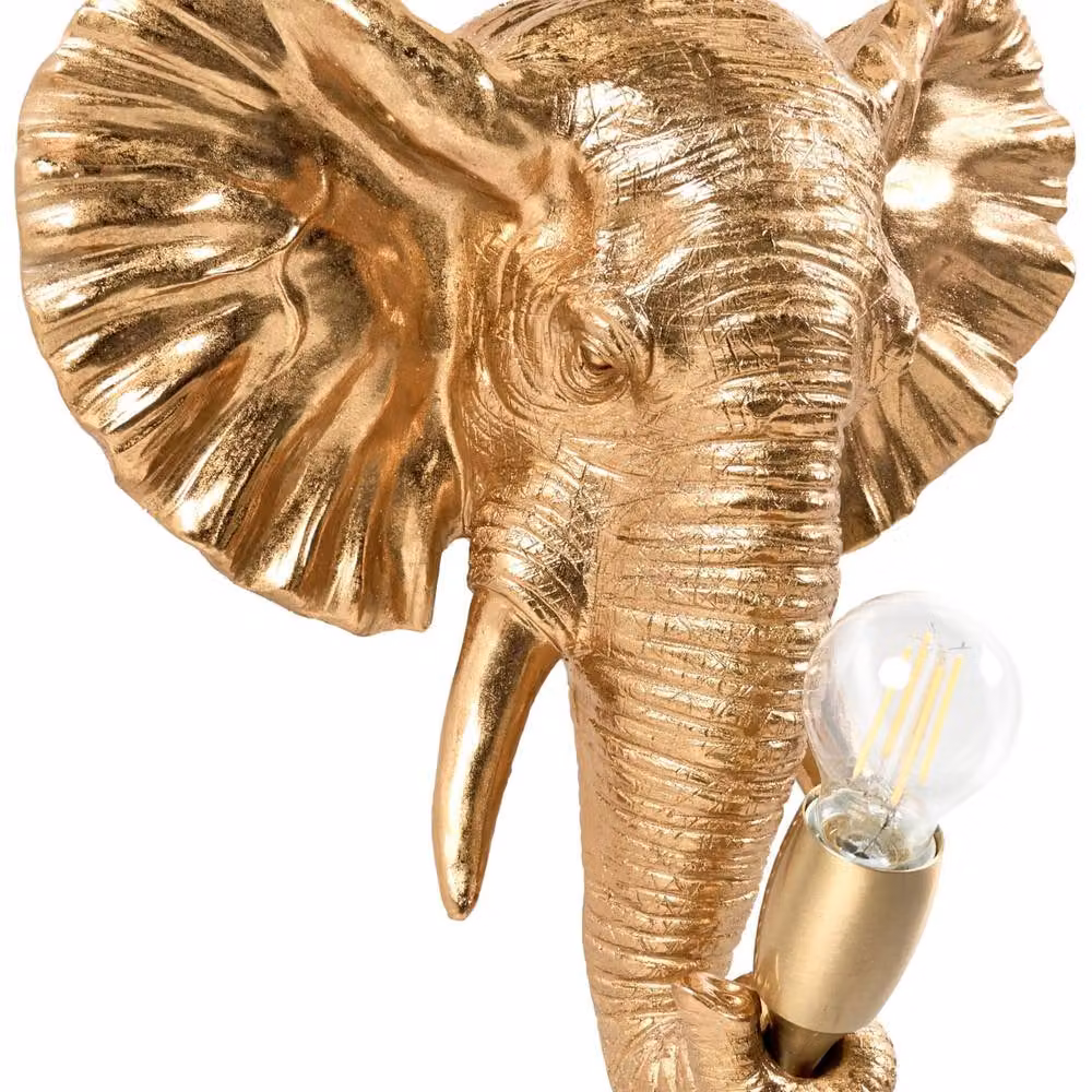 Wyld and Coco Gold Elephant Polyresin Wall Lamp for Bedside Reading – 2