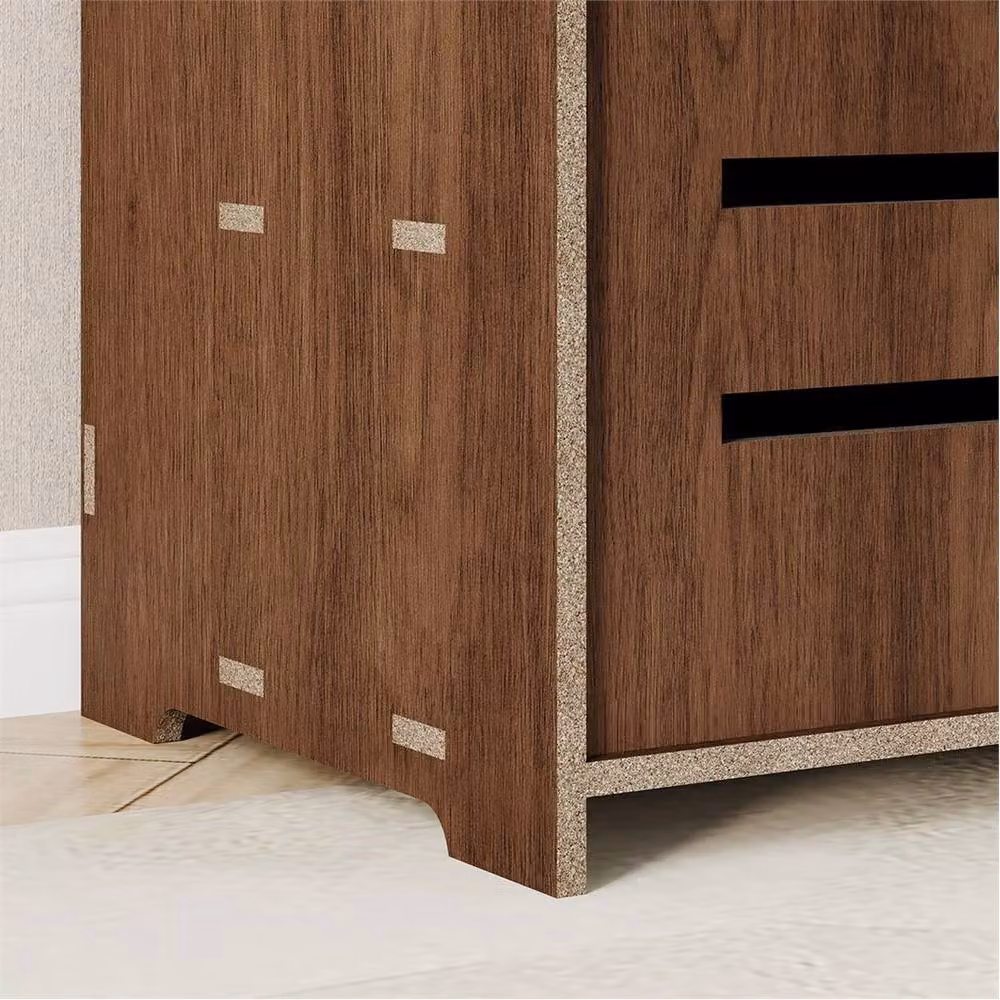 SPETLEK 5 Tier Wooden Shoe Storage Cabinet with 2 Hinged Doors in Brown – 3