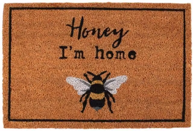 KDMK Honey I m Home Natural Coir Doormat with Animal Design, Brown, W: 60 cm, D: 40 cm
