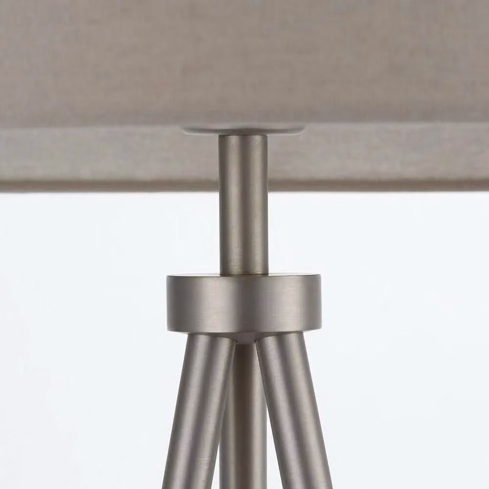 Loops Sleek Tripod Floor Lamp in Matt Nickel with Grey Fabric Shade – 3