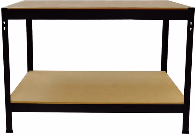 Monster Shop Heavy Duty Metal Storage Workbench with 2 Shelves, Black, W: 120 cm, D: 60 cm, H: 90 cm – 1
