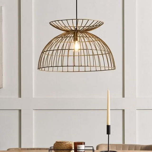 Wyld and Coco Brass Openwork Cage Pendant Lamp in Bronze