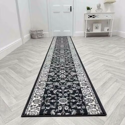runrug Soft and Luxurious Traditional Hallway Runner Rug in Dark Grey, W: 60 cm, L: 360 cm – 3