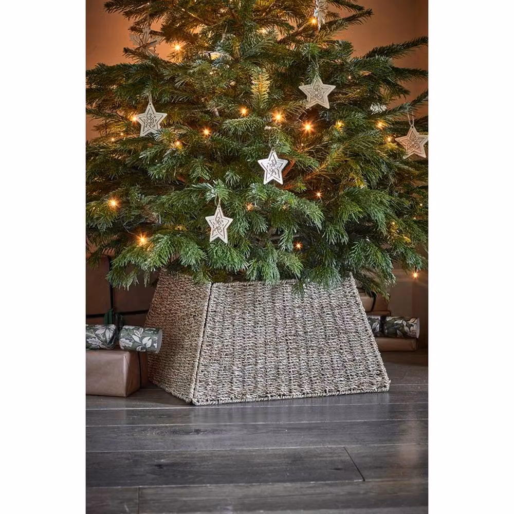 Lemon Pavilion Square Foldable Christmas Tree Skirt in Brown Rattan, W60 x D60 x H26 cm – 3