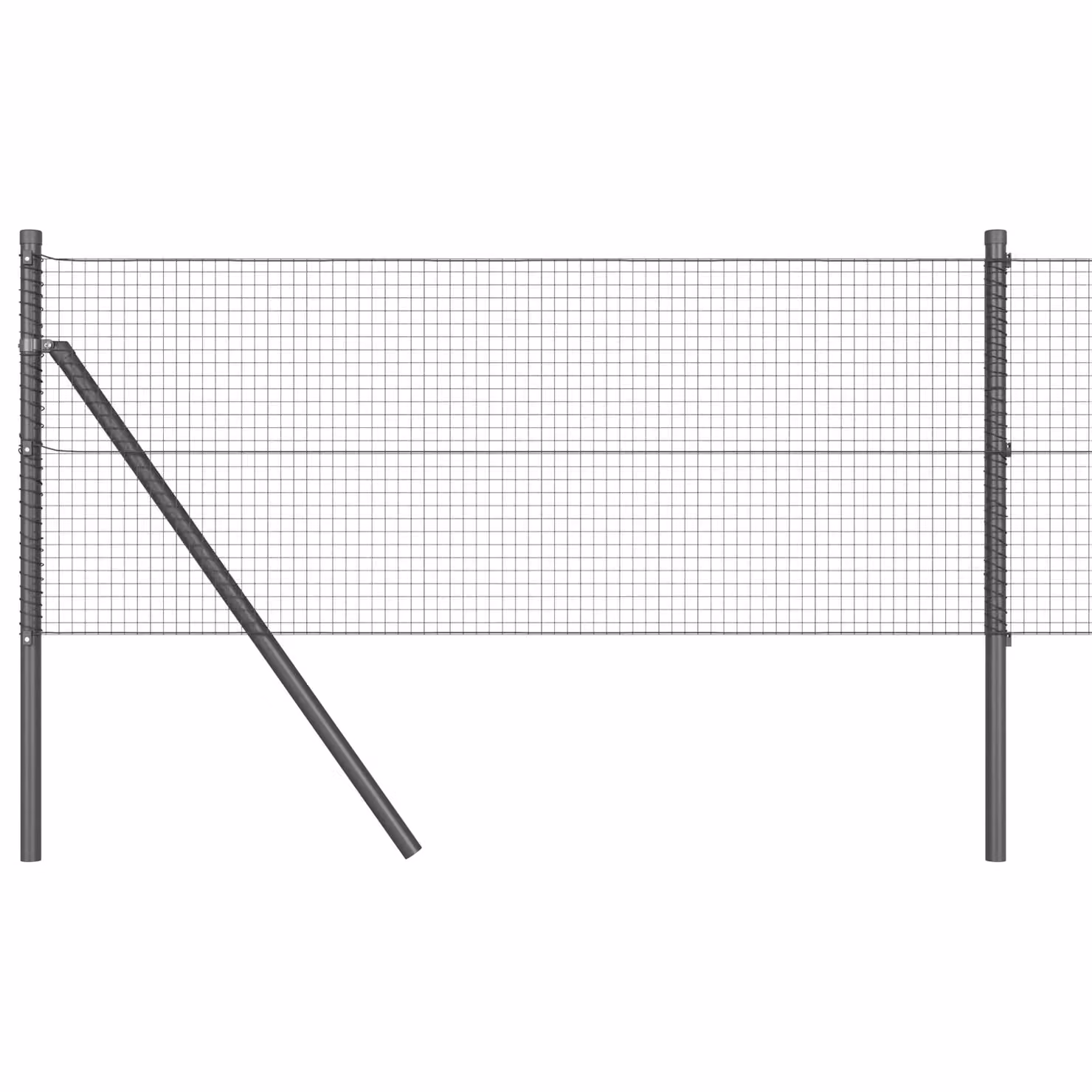 Berkfield Home Grey Steel Welded Wire Fence with 7 Posts, W: 10 m, H: 0.6 m – 2