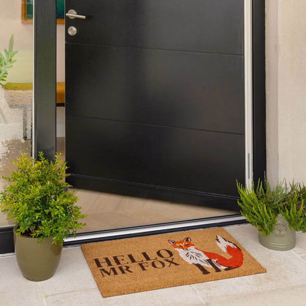 Kukoon Mr Fox Coir Front Door Mat, Beige, W: 45 cm, D: 70 cm – 2