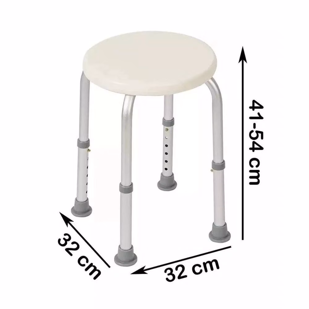 EONLION Non-slip Adjustable Round Bath and Shower Stool in White with Metal Frame – 2