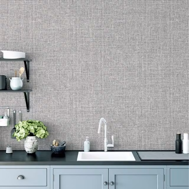 Arthouse Luxe Hessian Grey Vinyl Wallpaper Roll