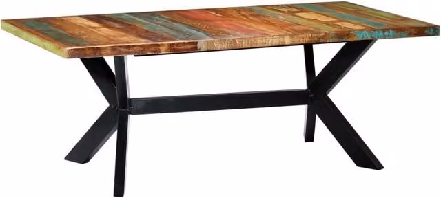 Berkfield Home Rectangular Industrial Dining Table in Multicolour Solid Reclaimed Wood, W/D/H: 200 x 100 x 75 cm – 1