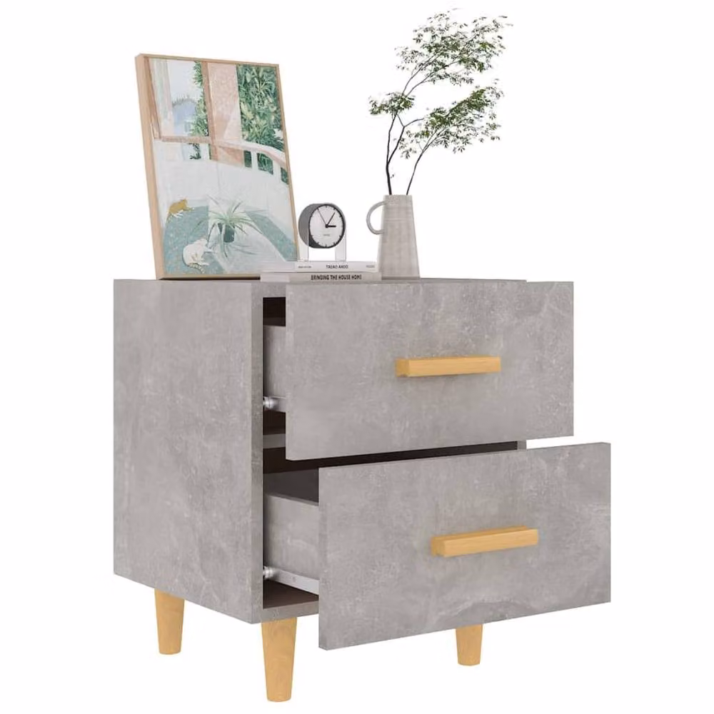 Berkfield Home Beautiful Bed Cabinet in Concrete Grey, W: 40 cm, D: 35 cm, H: 47.5 cm – 3