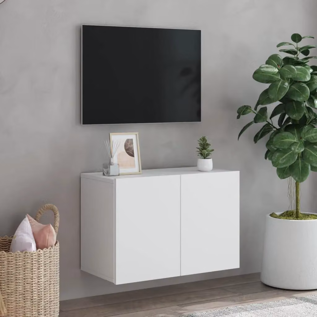 Berkfield Home Wall-mounted TV Cabinet in White, W/D/H: 60 x 30 x 41 cm – 3