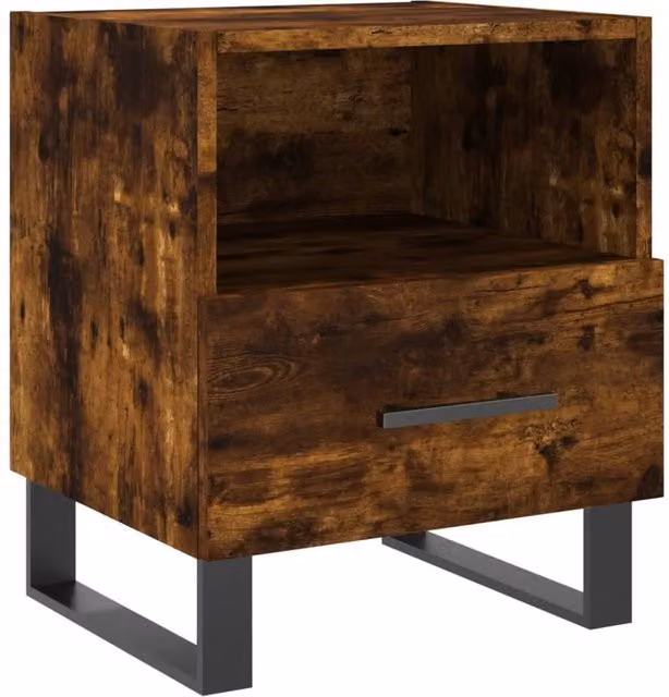 Berkfield Home Modern Bedside Cabinet in Smoked Oak Brown, W/D/H: 40 x 35 x 47.5 cm