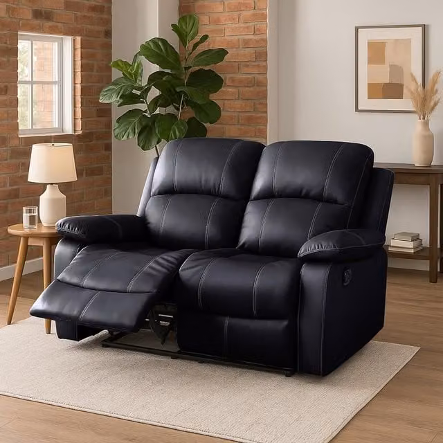Bravich Modern Manual Recliner Sofa in Black