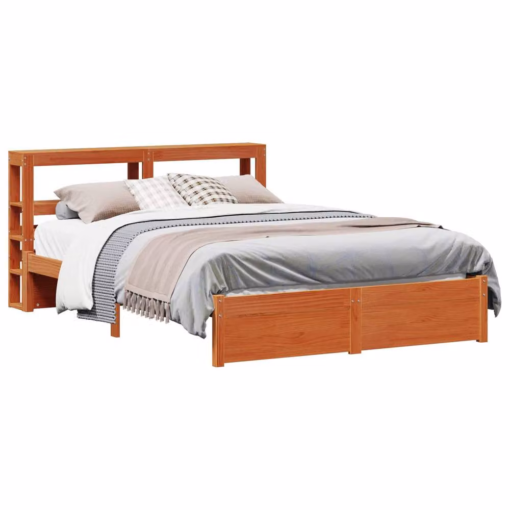 Berkfield Home Bed Frame with Headboard in Wax Brown Solid Pine Wood 150 x 200 cm – 2