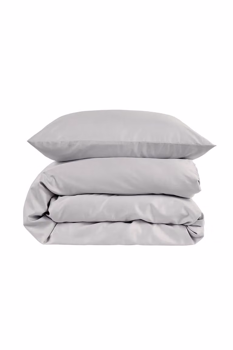 Christy 400 Thread Count Mako Satin Cotton Duvet Cover and Pillowcase Set in Grey, W/D/H: 140 x 200 cm