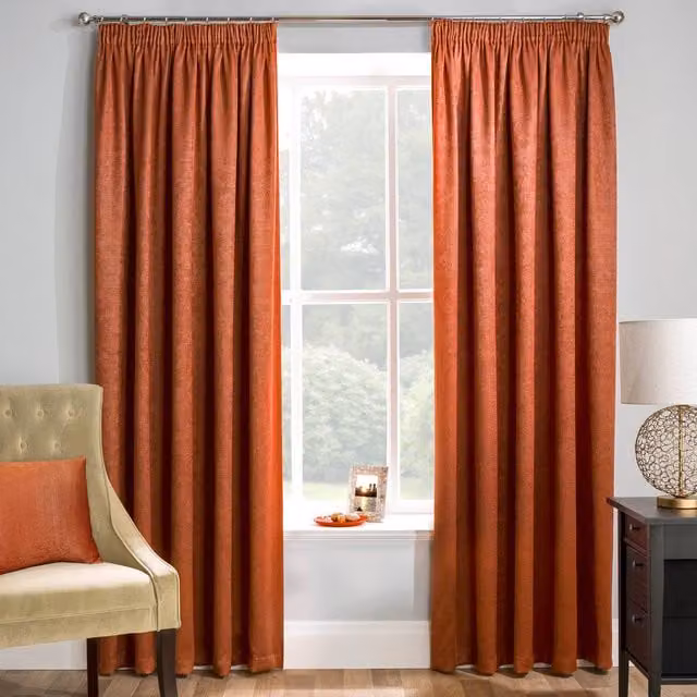 Enhanced Living Matrix Orange Thermal and Noise Reducing Dim Out Curtains, W: 168 cm, H: 229 cm