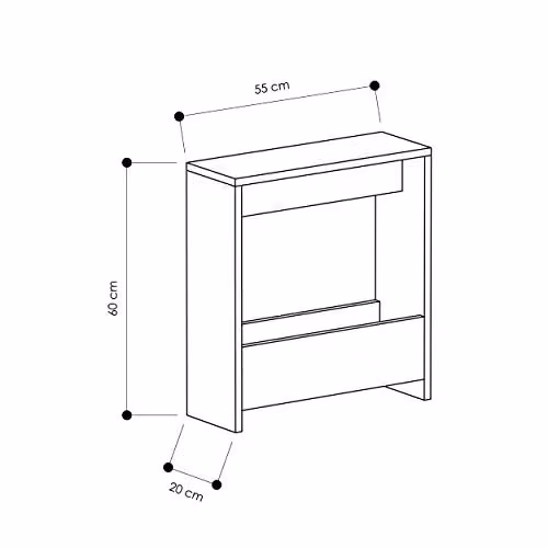 Decortie Minimalist Rectangular Side Table in Black Wood, W/D/H: 60 x 20 x 55 cm – 2
