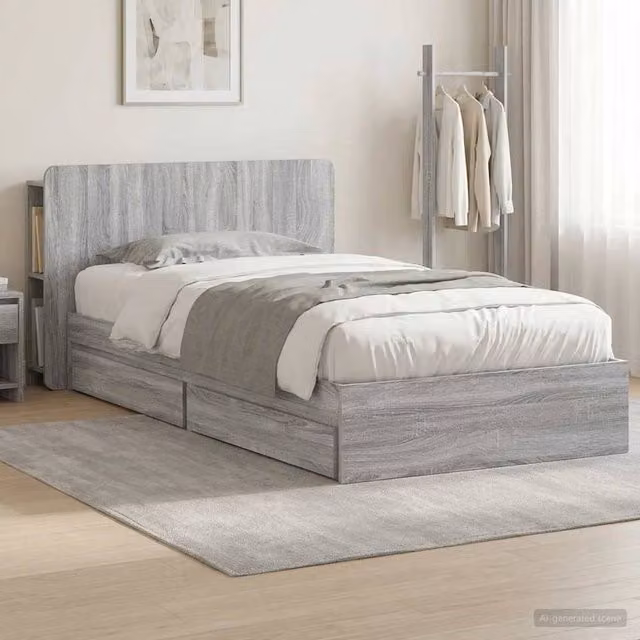 Berkfield Home Grey Sonoma Bed Frame with Storage Drawers, W/D/H: 90 x 190 cm – 1