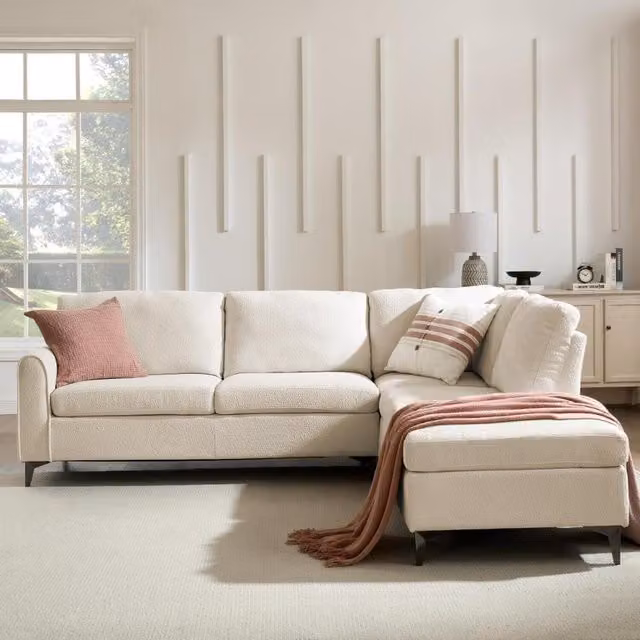 Aylssum Right-Hand Corner Sofa in Beige Boucle