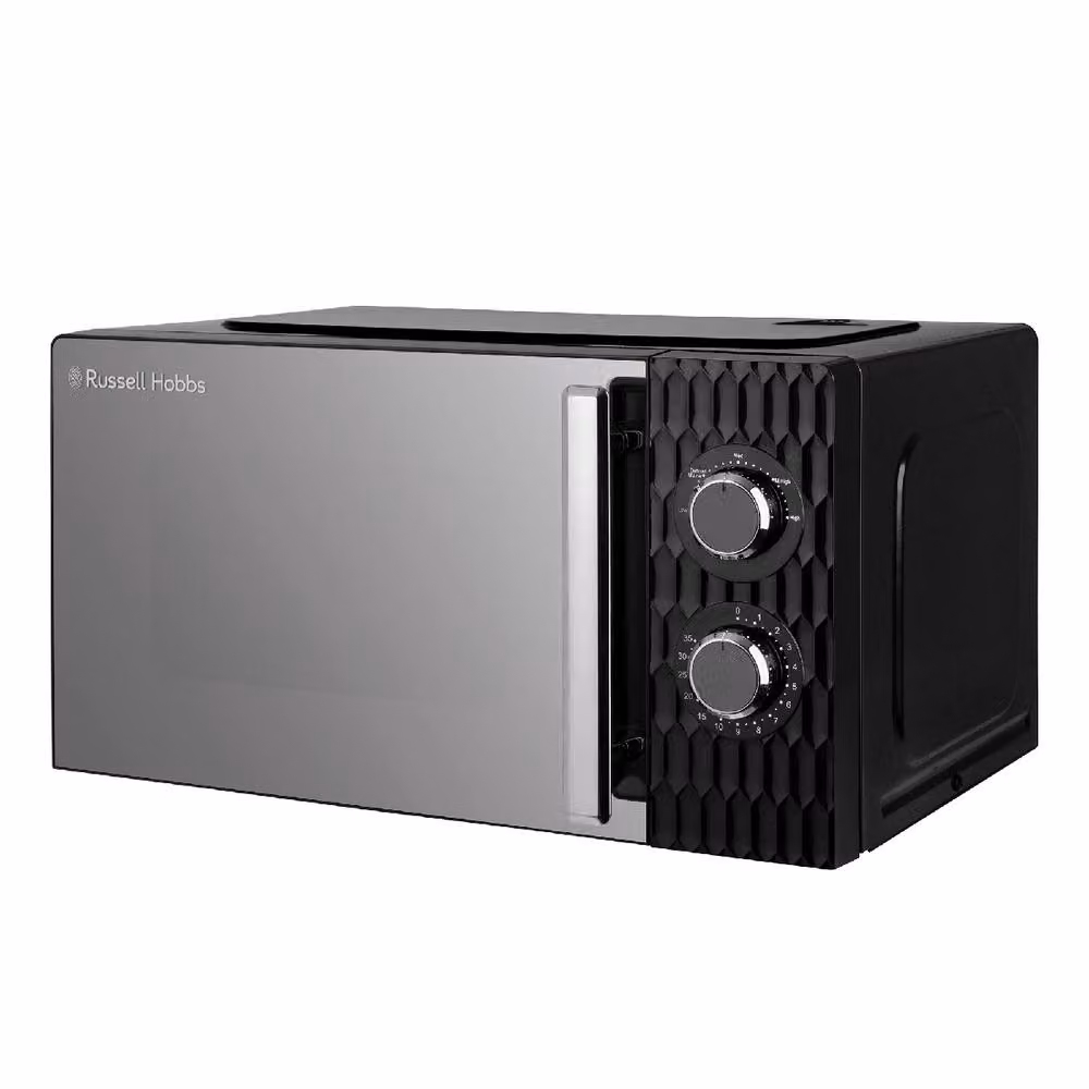 Russell Hobbs Honeycomb Bundle Set including Kettle, 2 Slice Toaster and Microwave in Black – 1