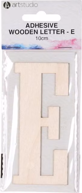 Art Studio Adhesive Wooden Letter E in Beige