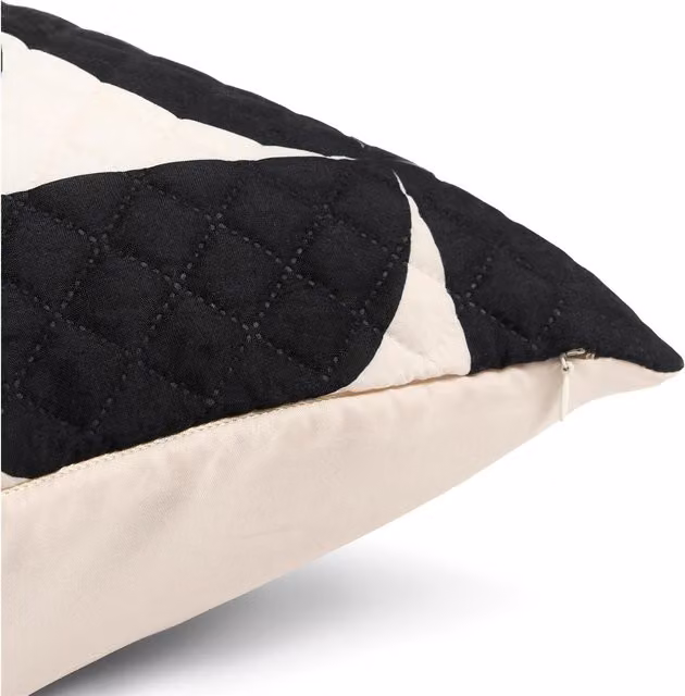OHS Monochrome Quilted Semicircular Cushion Covers in Black and White