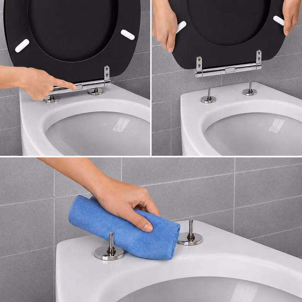 Marco Paul Black Oval MDF Toilet Seat with Soft Close and Quick Release Function – 7
