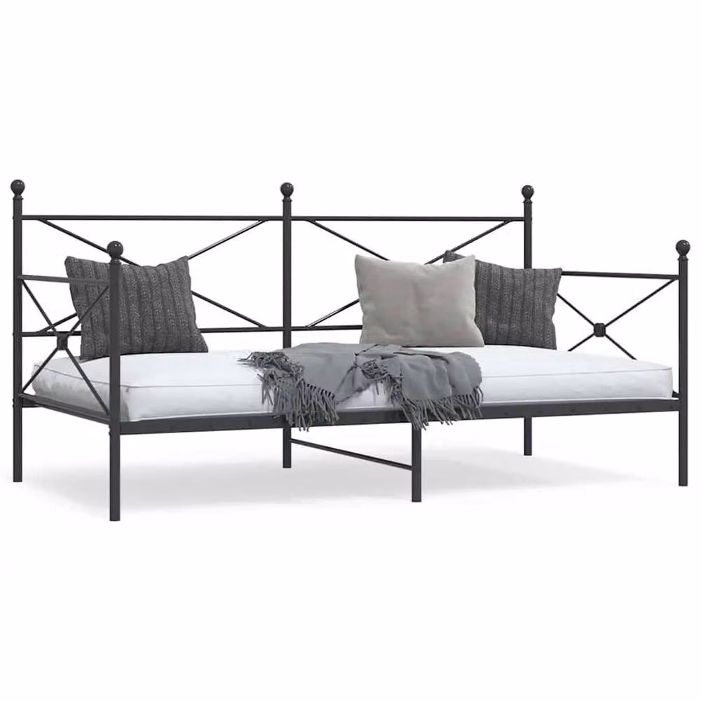 Berkfield Home Modern Metal Day Bed in Black, W/D/H: 100 x 200 cm – 2