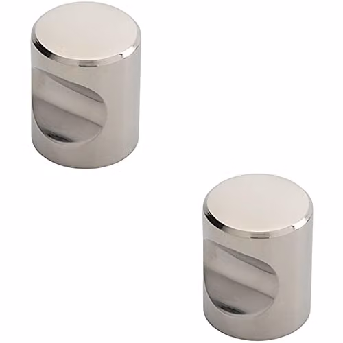 Loops 2 Pack Polished Stainless Steel Cylindrical Cupboard Door Knobs, Diameter: 25 mm, Silver