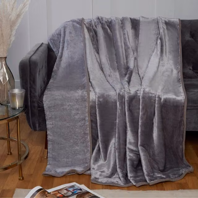 Rapport Home Silver Faux Fur Polyester Plain Throw, 150 cm