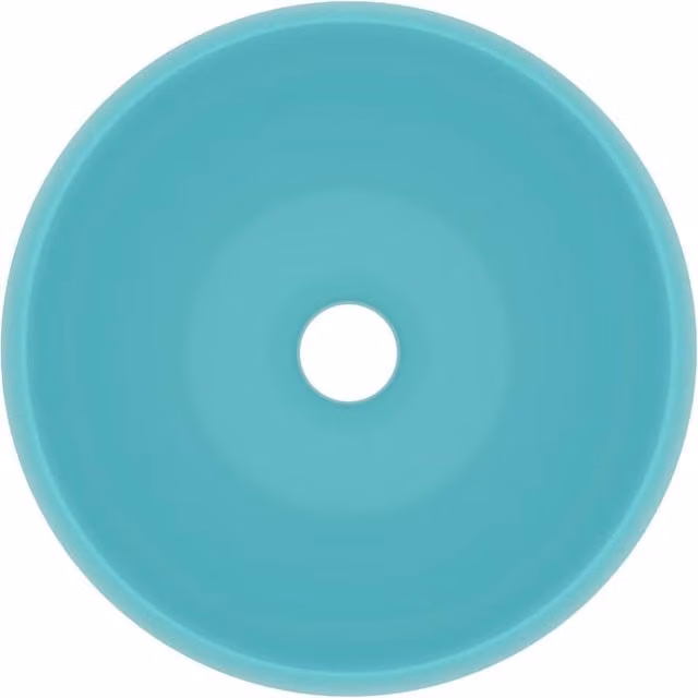Berkfield Home Luxury Round Ceramic Wash Basin in Matt Light Green, W: 40 cm, H: 15 cm