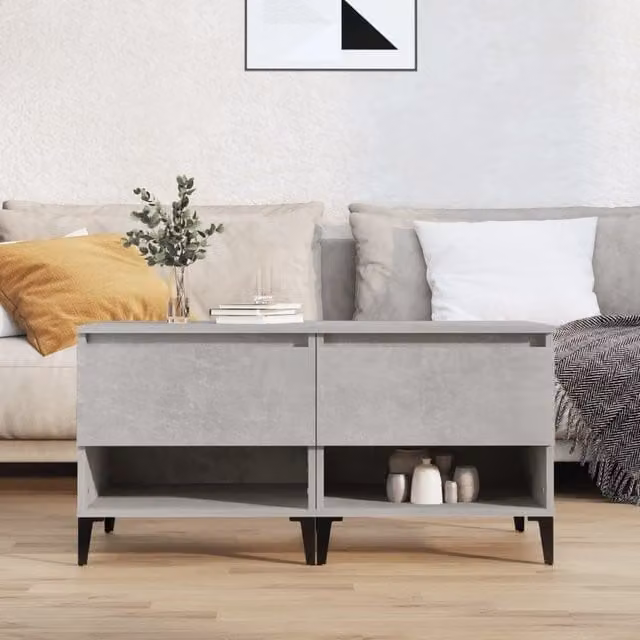 Berkfield Home Set of 2 Concrete Grey Side Tables, W/D/H: 50 x 46 x 50 cm