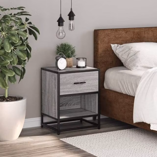 Berkfield Home Decorative Bedside Cabinet in Grey Sonoma, W/D/H: 40 x 31 x 50 cm – 1
