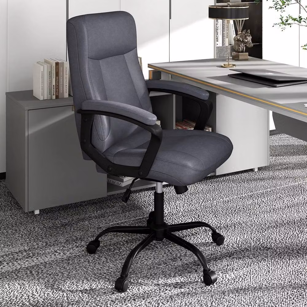 Havendro Grey Ergonomic Upholstered Executive Computer Desk Chair with Armrests and 360 Degree Swivel – 3