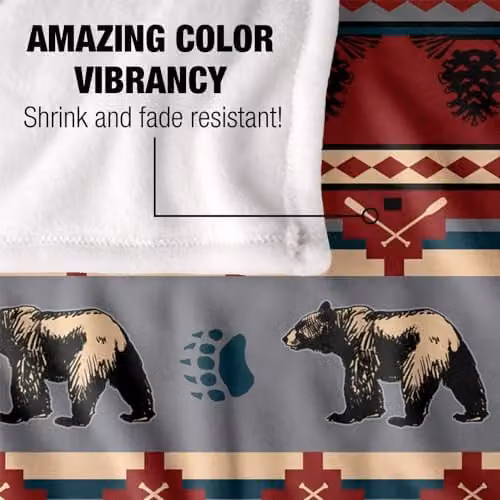 JQ Licensing Southwest Lodge Bear Silky Touch Super Soft Fleece Throw Blanket, Multicolour, W: 152 cm, D: 127 cm – 3