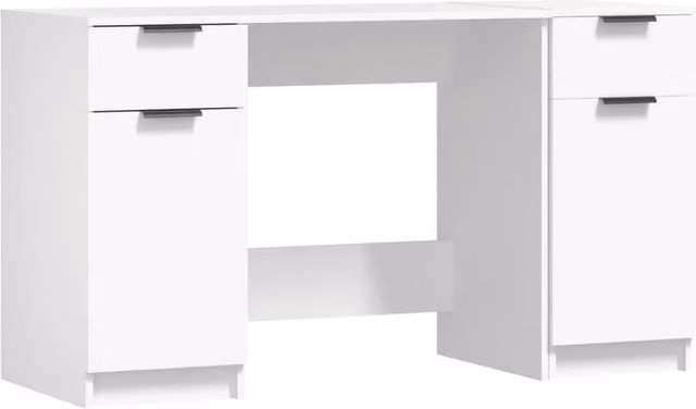 Berkfield Home Modern White Writing Desk with Single Pedestal Side Cabinet in MDF – 1