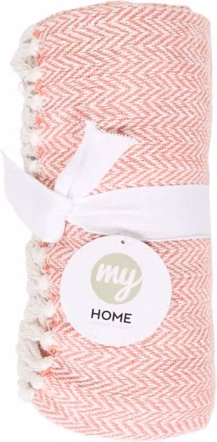 My Home Chevron Woven Throw in Pink